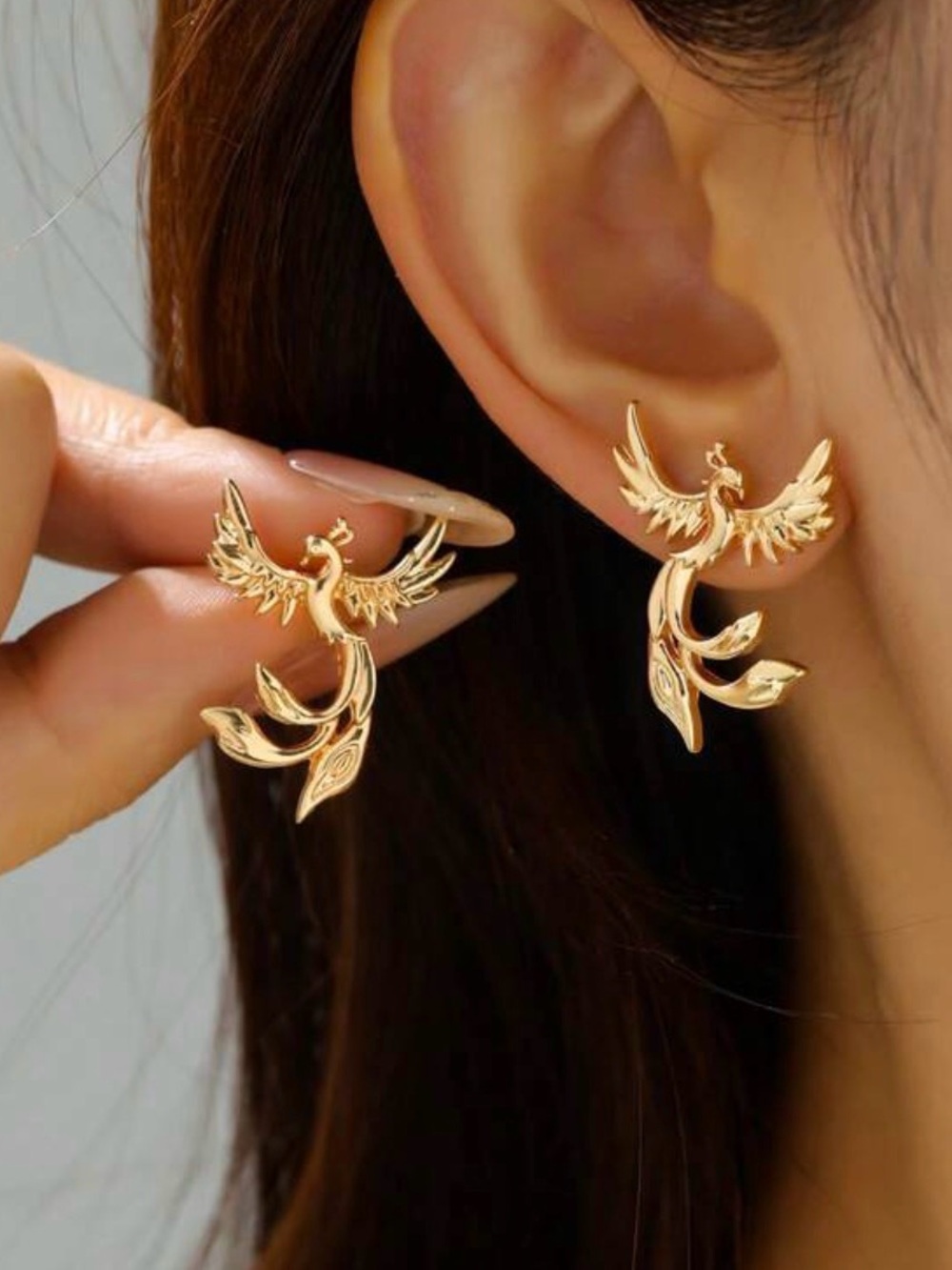 Gold Phoenix Drop Earrings - Women Jewelry